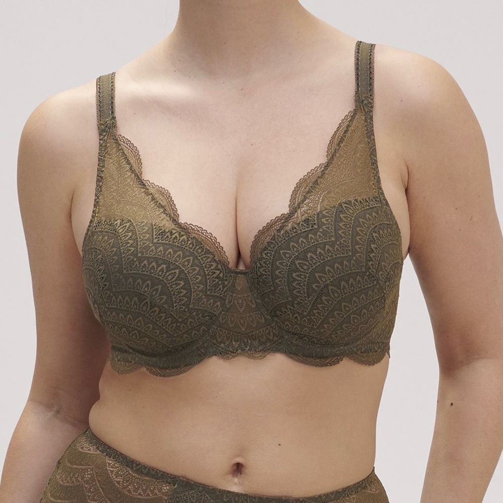 Simone Perele Karma Triangle 3D Demi Bra in Adventure Green Lace size 38D